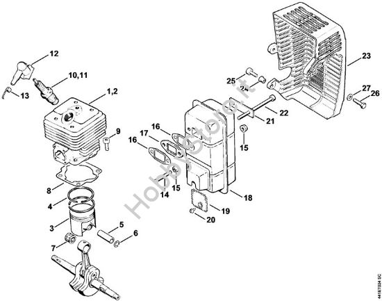 Cilindro, silenziatore BT 360 BT 360 brand Stihl